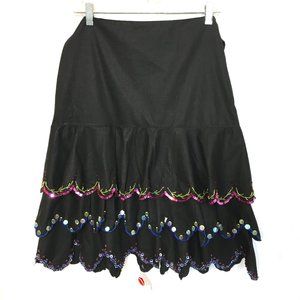 Fiesta Gypsy  Skirt Parceria Carioca Black w/ sequins  NOS NWT